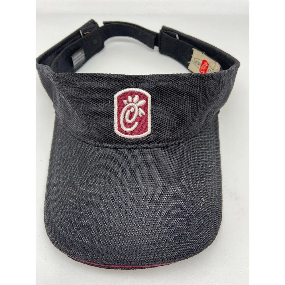 Chick Fil A Visor Hat Strap Back Adjustable‎ Black Work Team Crew Employee